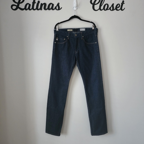 AG Adriano Goldschmied The Matchbox Slim Straight Dark Wash Jeans Size 34X34 - Picture 2 of 12